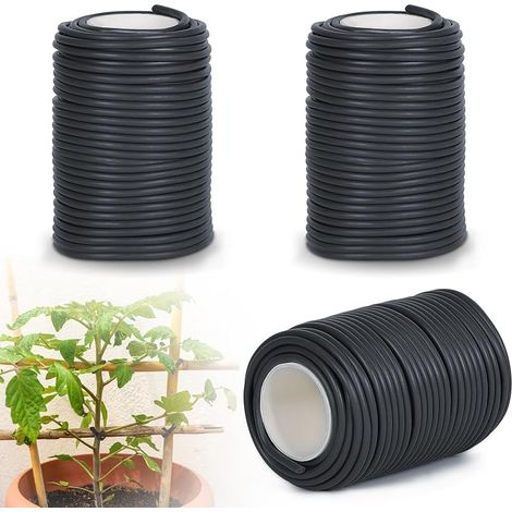x Gartenbinder für Pflanzenanbindung, 20 m x 3,5 mm, Kletterpflanzenbinder, Pflanzenbinder zum Anbinden und Stützen von Pflanzen, Schwarz (1/5)