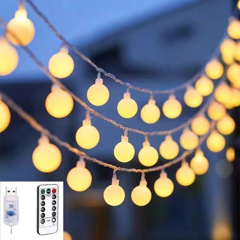 [80 LED] Guirlande lumineuse sphérique 10 m avec prise, décoration idéale pour chambres d'enfants, balcons, etc. (1/4)