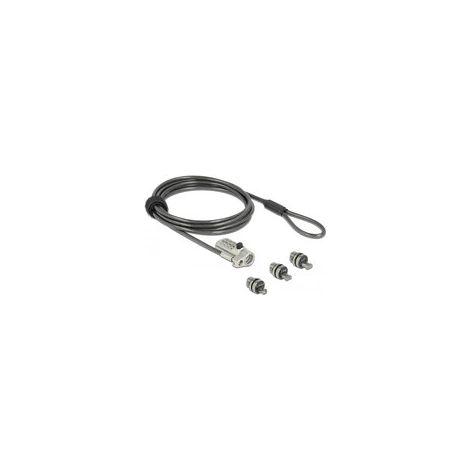 Navilock Cable de seguridad para portÃ¡til con 3 cabezales de cierre y cerradura de combinaciÃ³n para ranuras Kensington, Noble Wedge, Nano y cerradur