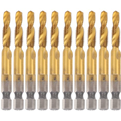 10 Pièces Tarauds M6 Hexagonaux Revêtus Composite 5.0mm avec Forets à Spirale (1/5)