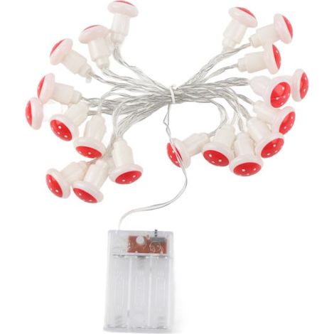 Guirlande lumineuse LED Dedor de 3 m avec 20 champignons rouges, idéale pour la décoration de Noël intérieure et extérieure. (1/5)