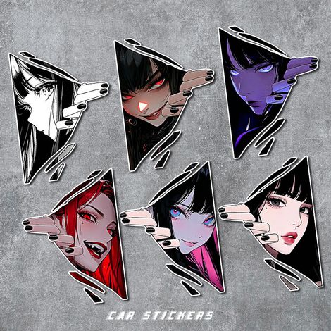 Autocollants d'anime, autocollants de personnalisation au laser, autocollants JDM pour filles du monde de l'anime, masquage des rayures (6 paires) (1/5)