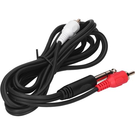 Câble audio de 1,5 m (4,9 pi) avec connecteur mâle plaqué or 6,35 mm vers double RCA mâle. (1/5)