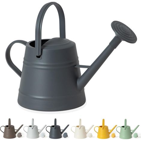 Regadera de 1 galón, apta para el riego de plantas de interior y exterior, con mango ergonómico y móvil (Gris oscuro) (1/5)