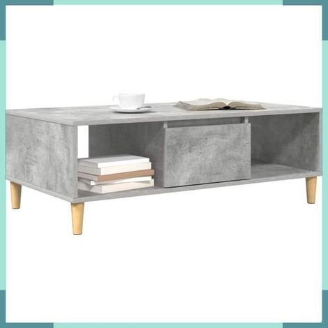 Table basse - 876192 - Gris béton - Bois d'ingénierie - 2 étagères, charge max 60 kg (1/5)