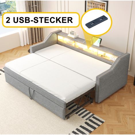 Sofá-cama 90/180x190 Cm Estructura Nido Tela Gris Claro (1/5)