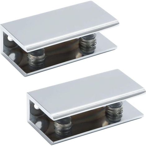 Glass Clamp, Glass Shelf Support, Wall Mount Shelf Bracket, Door Hinge, Fits 8-12mm Thick Glass, Polished Stainless Steel Finish, 2 Pieces (1/5)
