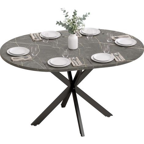 HOMCOM Tavolo Pranzo Allungabile 4-6 Posti, Base X, Effetto Marmo Nero (1/5)