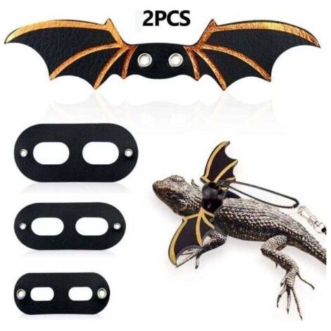 Lot de 2 laisses réglables pour lézard, harnais pour dragon barbu ailé, laisse souple pour reptiles, geckos léopards, amphibiens et autres petits animaux (noir) (1/4)
