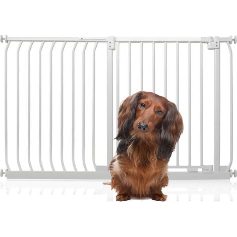Bettacare Elite Barrière Pour Chien À Pression, Barrière Pour Animaux De Compagnie, 134cm - 143cm, Couleur Blanc Mat (1/5)