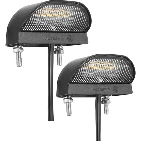2 x Éclairage Plaque Immatriculation LED 12V 24V Feux Arrière de Plaque d’Immatriculation pour Remorque Voiture Lumière Blanche Froide Étanche (1/5)