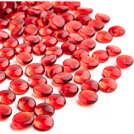 0.44 kg de Billes de Verre Rouge,Mini Perles de Verre Plat150 pcs pour Les remplisseurs de Vase,Roches d’Aquarium Mancala Gems pour Aquarium de Table(0,5'' 0,7'') (1/5)