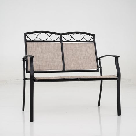 Panca da esterno 2 posti 96 x 54 x 58 cm comfort ergonomico decorativa metallo marrone 200018406