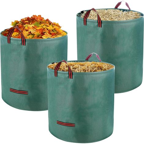 3 x 120L Sac Jardin Dechets Verts,Sac Vegetaux Jardin avec Poignées,Pliables et Réutilisables,Adapté aux Mauvaises Herbes, aux Feuilles et aux Déchets (1/4)