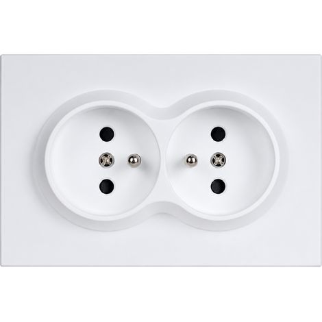 Double prise française Cadre 2 postes 80120mm série SK PC ignifuge blanc 18,5 × 11,5 × 8,5 cm – Livraison gratuite (1/5)