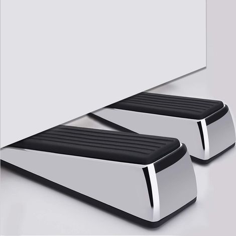 Butée de porte en métal, butée de porte lourde en caoutchouc de qualité supérieure, butée en forme de coin, lot de 2, convient pour un dégagement de porte de 12 mm à 27 mm (0,4 po à 1 po) (1/5)