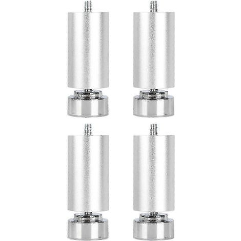 Quatre pieds de canapé robustes réglables en métal fileté M10, compatibles avec les meubles, les lits, les tables et les armoires, 26 pouces argent, 25 cm. (1/5)