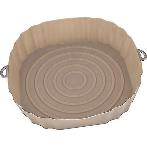 Plateau de cuisson pour friteuse à Air, 21cm, panier de poulet frit, tapis, Pot en Silicone marron (1/5)