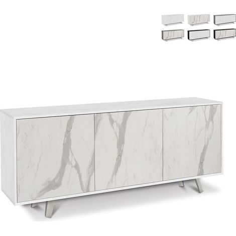 Sideboard mit drei Türen Bianco Ossido Marmor 177x41x h74 cm (1/4)