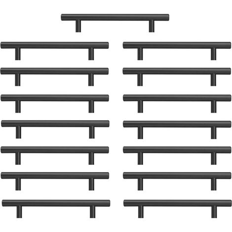 Lot de 15 poignées de porte de cuisine noires de 160 mm, entraxe 160 mm, finition mate.