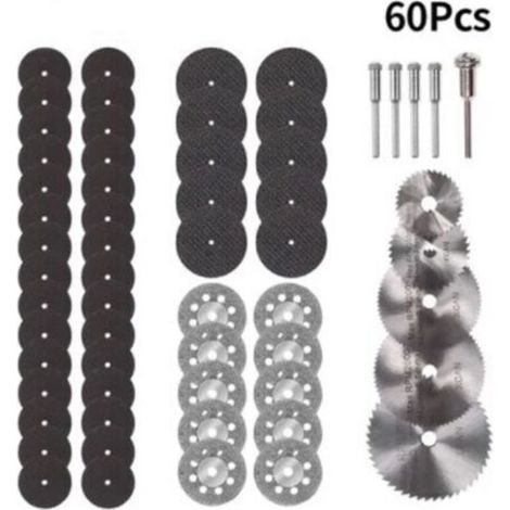 60 pezzi Mini dischi da taglio diamantati Mini lama per sega circolare HSS Mini dischi da taglio per legno Vetro Plastica Metallo Pietra (1/5)