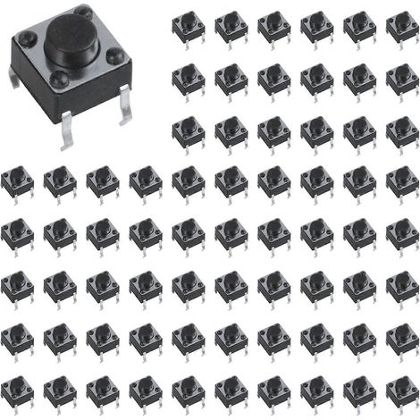 150 Pcs 6x6x5mm 4-Pin DIP Bouton-poussoir tactile momentanée à montage traversant (1/5)