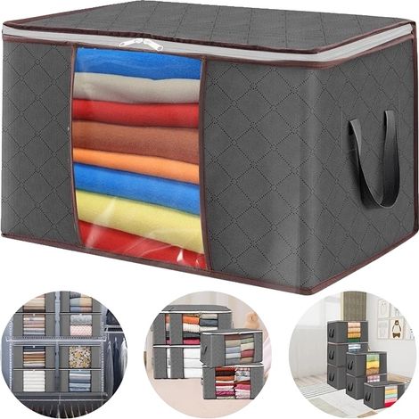 Bolsa para guardar ropa, tela no tejida, 604035 cm, paquete de 12 unidades, forma rectangular, reutilizable y plegable. (1/5)