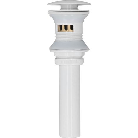 Bouchon de vidange à pression anti-odeurs pour lavabo salle de bain blanc, avec trou (1/5)