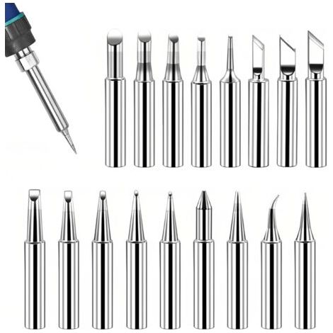 17 Pièces Panne Fer à Souder 900M-T Remplacement Pointes de Fer à Souder Kit Pannes à Souder,Sans Plomb,Kit de Pannes à Souder en Cuivre pour équipements de Soudage et Accessoires(Argenté) (1/5)