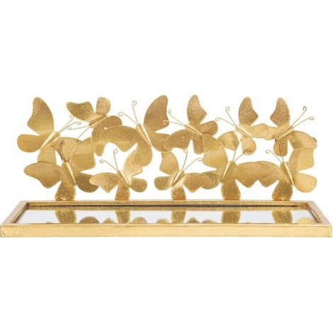 Mensole da parete in metallo con farfalle ripiano in vetro per decorazioni ambienti set da 2 (1/5)