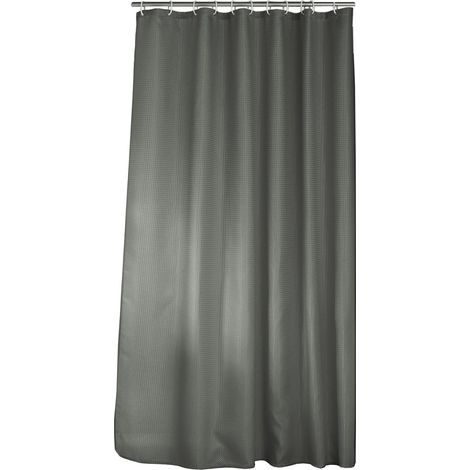 Rideau de Douche avec Crochets (180 x 200 cm) Quartz Anthracite, Jacquard Uni (1/3)