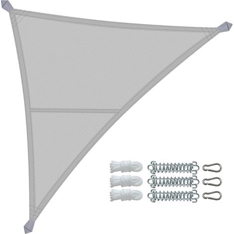 Voile d'ombrage Triangle Imperméable Auvent Protection en Polyester avec Kit de Montage Toile Ombrage Protection UV 95% Résistant et Respirant pour Jardin Terrasse et Balcon 3x3x3m Gris Clair (1/5)