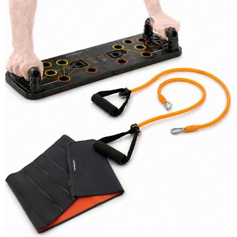 Pack Fitness - INNOVAGOODS - Pulsher & Redle - Liegestützbrett mit Bändern - Sauna-Effekt-Hülle - Übungsanleitung (1/5)