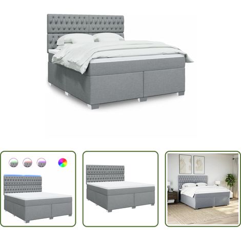 Matratze - Boxspringbett mit Matratze Hellgrau 180x200 cm Stoff (1/5)