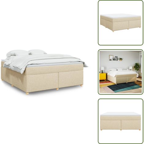 vidaXL Boxspringbett mit Matratze Creme 180x200 cm Stoff (1/5)