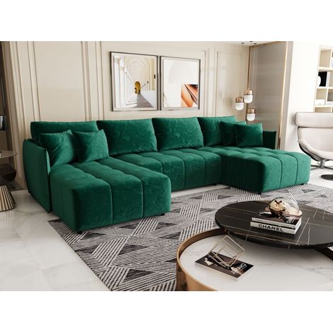 Wohnlandschaft Schlafsofa Sofa TREVISO Stoff Monolith Grün (1/5)