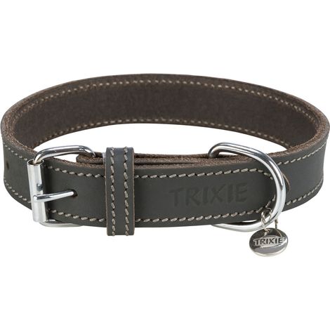 Rustic collare in pelle: M-L: 42-48cm/25mm grigio (1/5)