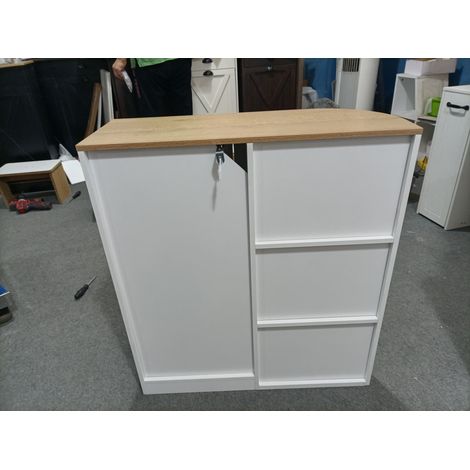 Meuble de rangement d'angle moderne avec portes grillagées et étagères réglables pour salle de bain, cuisine et salon (1/5)