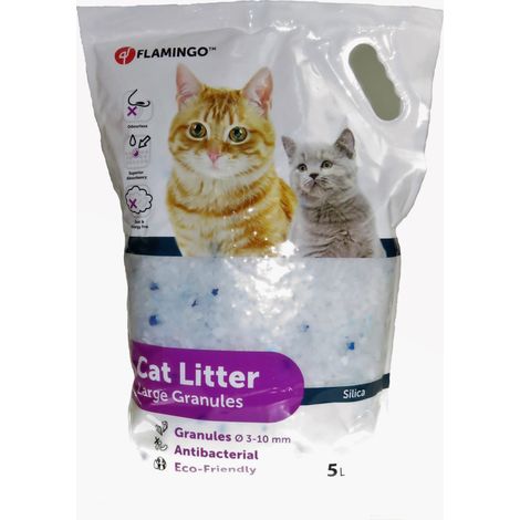 Litière silica granules large 5 litres litière pour chat - Flamingo