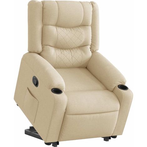 Relaxsessel mit Aufstehhilfe Creme Stoff