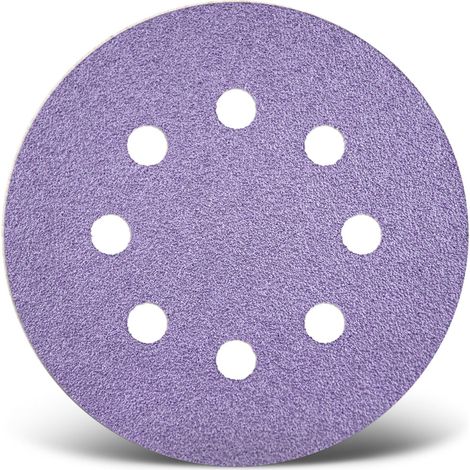MENZER Purple HD Disques abrasifs auto-agrippants, 125 mm, 8 trous, p. Ponceuses excentriques, Mix céramique (Lot de 50) G100