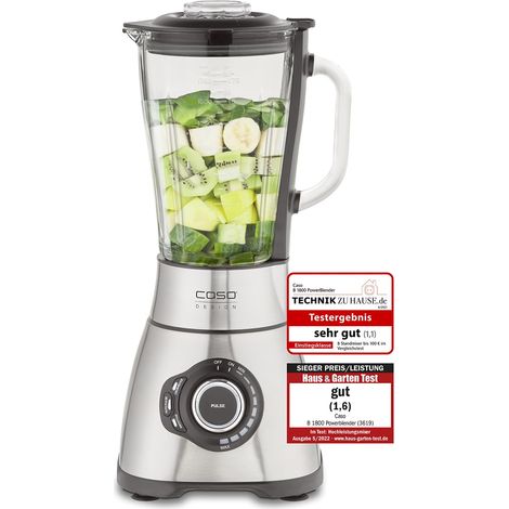 CASO B 1800 - Frullatore con 1800W per frappè, porridge, ecc., motore da 1800 Watt, grande contenitore di miscelazione (1,75 l), alloggiamento in acciaio (1/5)