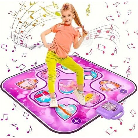 Tapis de Danse pour filles de 3-14 ans, Tapis de Jeu Tactile avec Affichage LED, Tapis de Danse Musical, Cadeau de Noël rose viole (1/4)