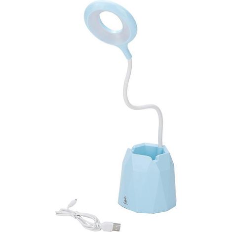 Wiederaufladbare blaue LED-Touch-Tischleuchte, integrierter Stifthalter, vielseitiges Lesevergnügen, sanftes Licht, modernes Design, USB-Ladefunktion, ideal für Schreibtisch und Nachttisch. (1/5)