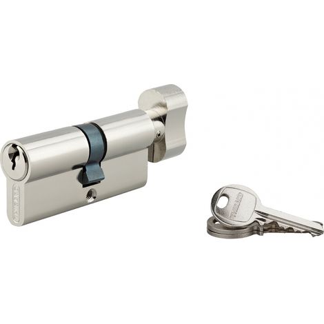 Cilindro europeo per serratura a pomolo SA 35Bx30mm, anti estrazione, nichel, 3 chiavi - THIRARD