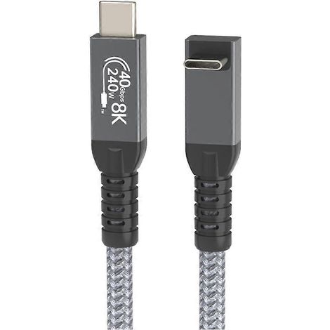 Câble USB 4 coudé stéréoscopique à 90°, 40 Gbit/s, type C, charge rapide PD 240 W, transfert vidéo 8K, 1 m (1/5)