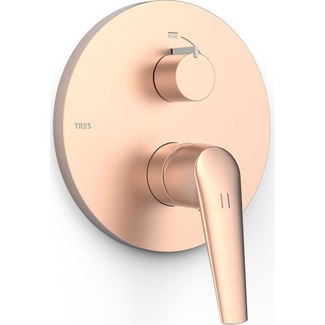 TRES 28128110OPM FUJI Pieza Vista para Caja Empotrada de 2 Vías Rapid-Box Color Oro Rosa Mate 24K - ref: 28128110OPM