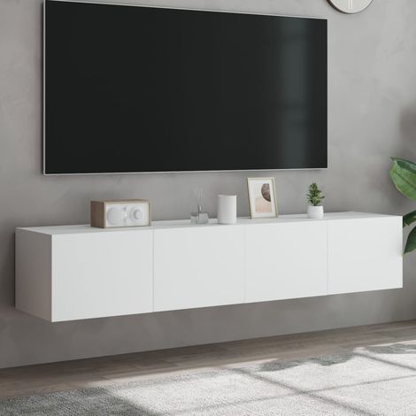 Mobili TV a Parete con Luci LED 2pz Bianchi 80x35x31 cm vidaXL (1/5)