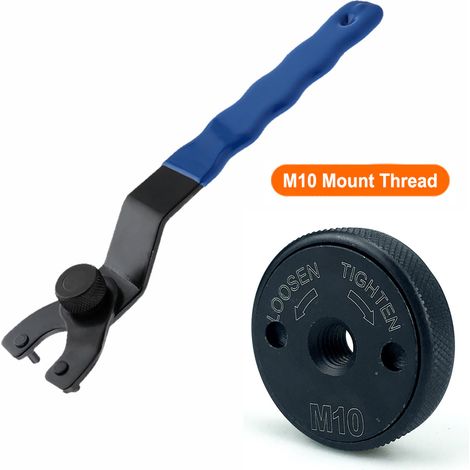 Plaque de verrouillage pour meuleuse d'angle M10 (noire) + clé Ensemble de clé à molette de verrouillage portable pour meuleuse d'angle avec clé à molette réglable pour meuleuses d'angle M14 et M10, p (1/5)