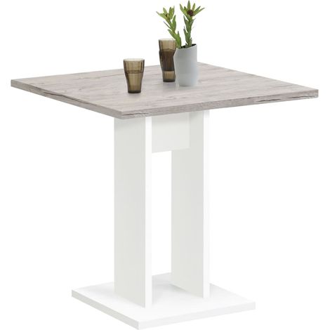 Table bistrot carrée 70x77,5 cm blanche et chêne grisé (1/4)